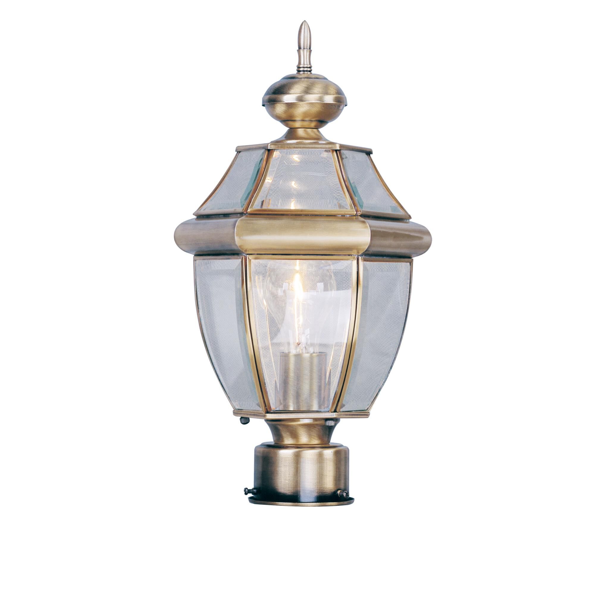 Shown in Antique Brass finish and Clear Beveled glass